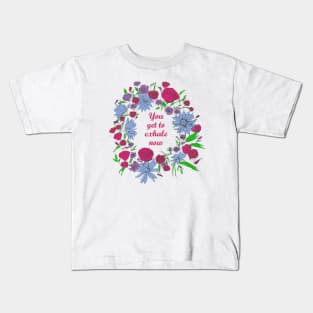 Exhale Now - Bi Flag- Flowers Kids T-Shirt